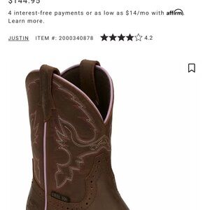 Justin Boots Gypsy Brown with Pink Accents